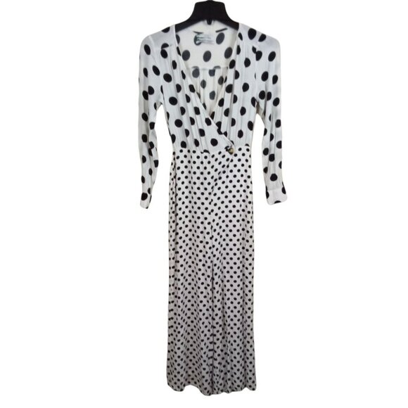 Urban Outfitters UO Mixed Polka Dot Surplice Wide Leg Jumpsuit Size XS - Picture 6 of 13